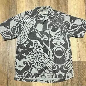 VTG Tommy Bahama 100% Silk Hawaiian Button Up Camp Short Sleeve M Jacquard Music